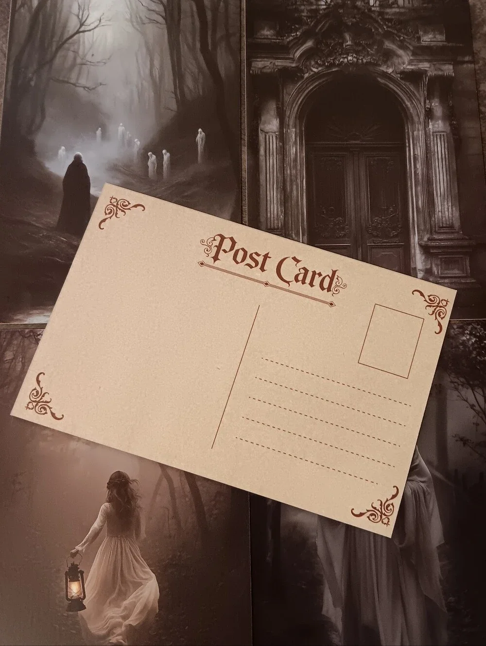 Dark Gothic Postcard Set Of 5, Academia Art Print Correspondence Notes 4x6